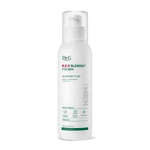 Dr.G R.E.D Blemish for Men all-in-one fluid bottle on a white background