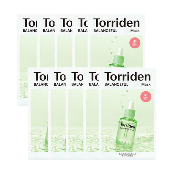 Torriden Balanceful Cica Mask Sheet box with 10 lightweight Tencel sheet masks