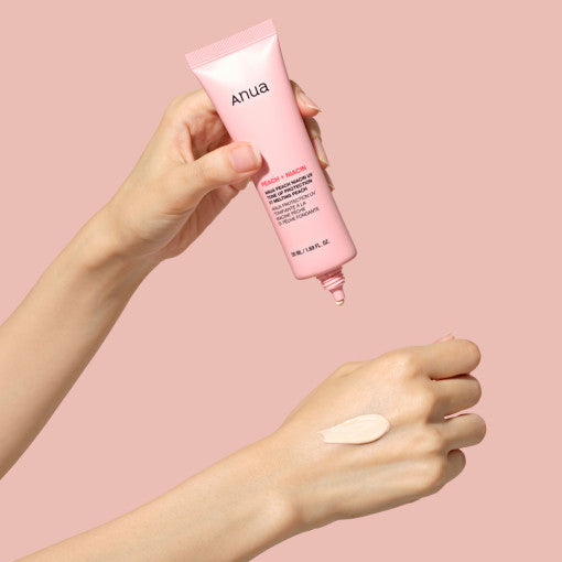 Anua Peach Niacin UV Tone Up Protection cream for Korean skincare, brightening and UV protection with peach tone finish.