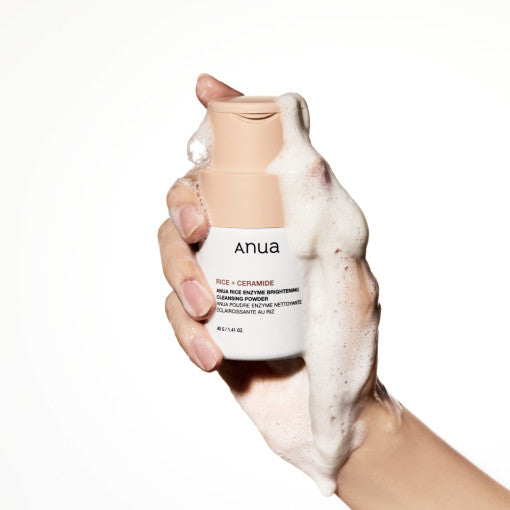 Anua Rice Enzyme Brightening Cleansing Powder – gentle Korean skincare exfoliating face cleanser for dull, uneven skin tone.