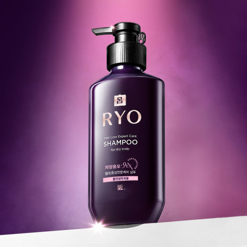 Ryo Hair Loss Care Shampoo bottle for normal and dry scalp, 400ml, herbal hydration formula