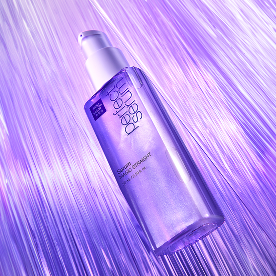 Skincare serum bottle on a purple background