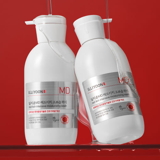 Creamy white bottle of ILLIYOON Red Itch Body Wash against a clean background