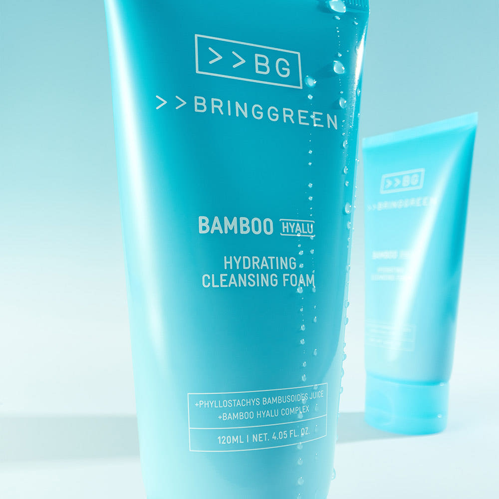 BRINGGREEN Bamboo Hyalu Hydrating Cleansing Foam – Korean skincare pH-balanced face wash with bamboo water and hyaluronic acid for gentle, moisturizing cleanse.