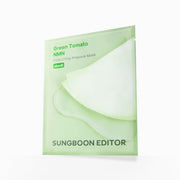 Green Tomato NMN sheet mask packaging with 'Sungboon Editor' branding on a white background