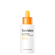 A bottle of Torriden Cellmazing VITA C Brightening Ampoule with a dropper, primarily white in color with orange accents and black text.